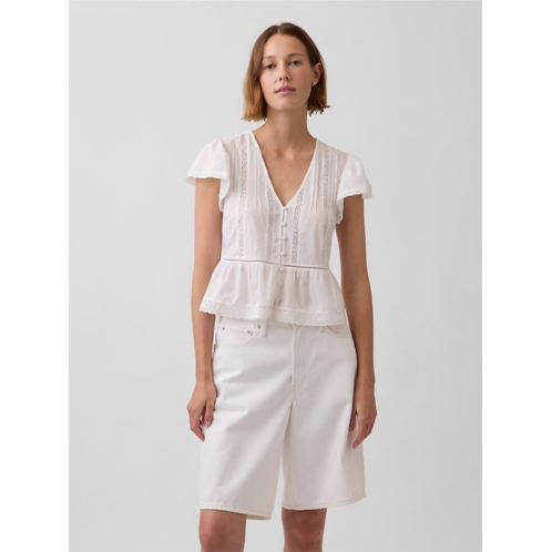 Gap Lace Voile Peplum Crop Top