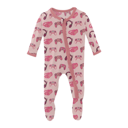 Kickee Pants Kids Print Muffin Ruffle Footie with 2 Way Zipper (Infant)