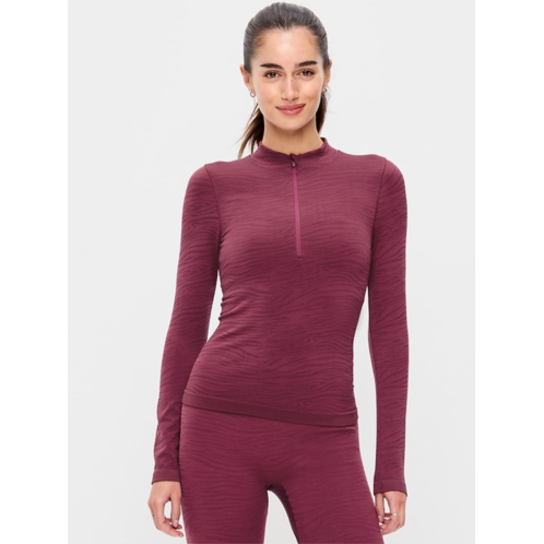 OldNavy Seamless Jacquard Mock-Neck Half-Zip Top