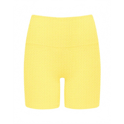 Montce womens crochet midi bike short in yellow