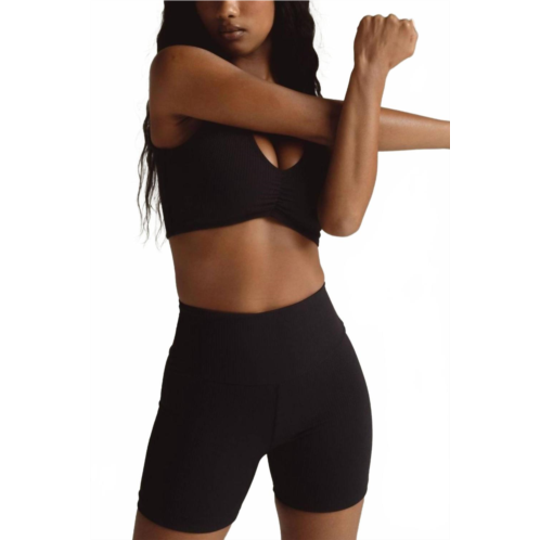 Montce rib midi bike short in black