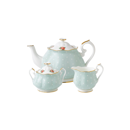 Royal Albert polka rose teapot sugar cream 3 piece set
