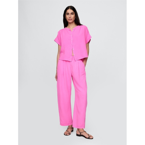 Gap Cotton Gauze Easy Barrel Pants