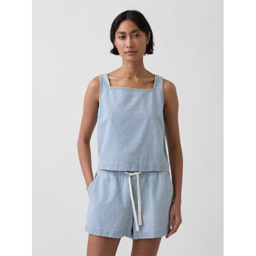 Gap UltraSoft Denim Stripe Crop Shell Tank Top