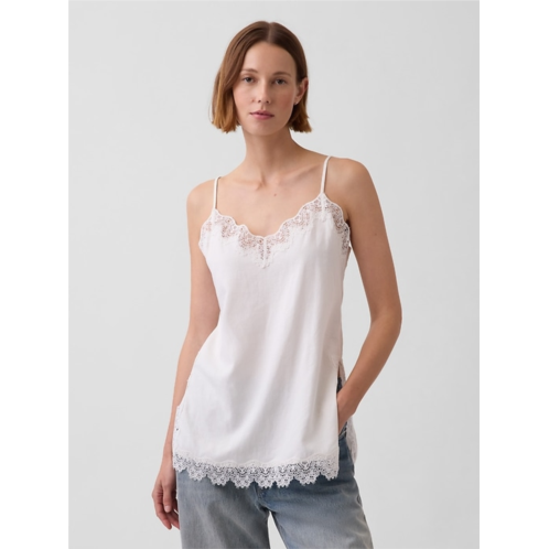 Gap Linen-Blend Lace-Trim Cami