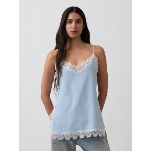 Gap Linen-Blend Lace-Trim Cami