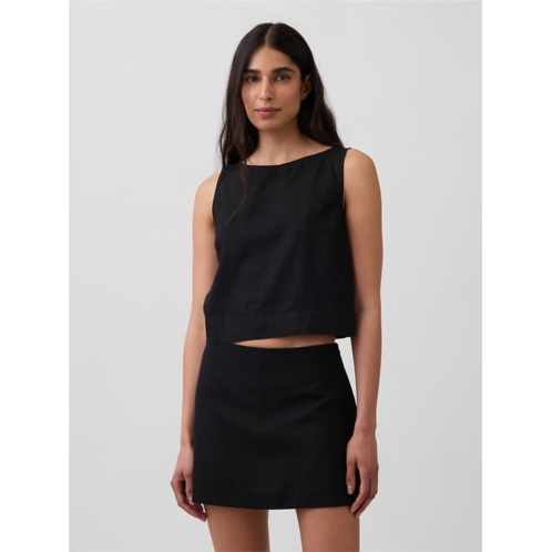 Gap Linen-Blend Crop Shell Tank Top