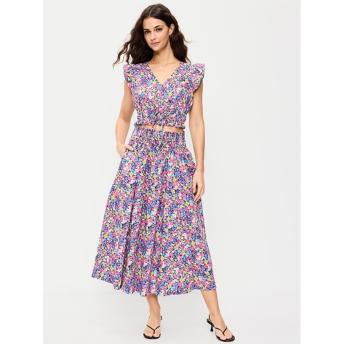 OldNavy Smocked-Waist Midi Skirt