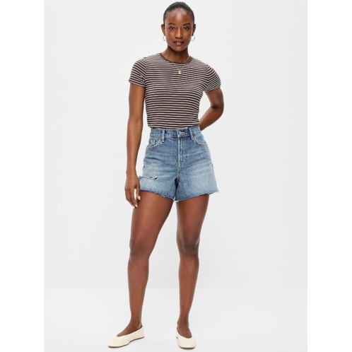 OldNavy Curvy High-Waisted Baggy Jean Cut-Off Shorts -- 5-inch inseam