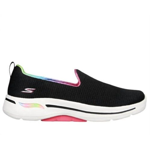 Skechers womens go walk arch fit-wild energy shoe in black/hot pink