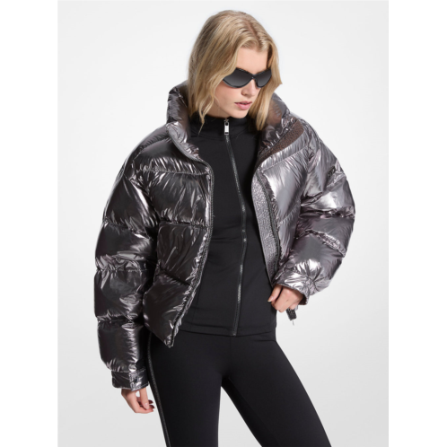 Michael Kors metallic nylon cire puffer jacket
