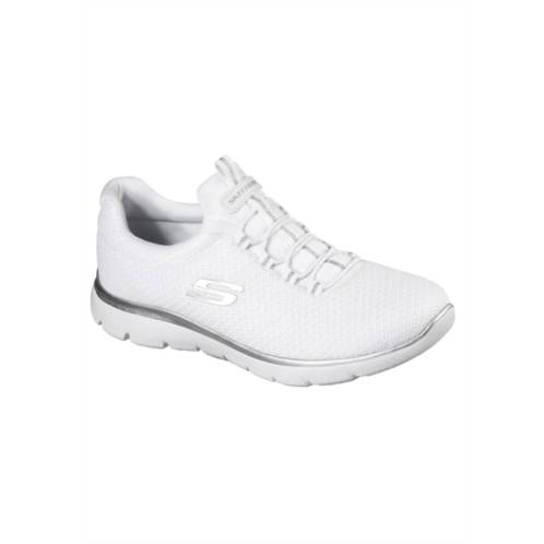 Skechers womens athletic sneakers in white silver