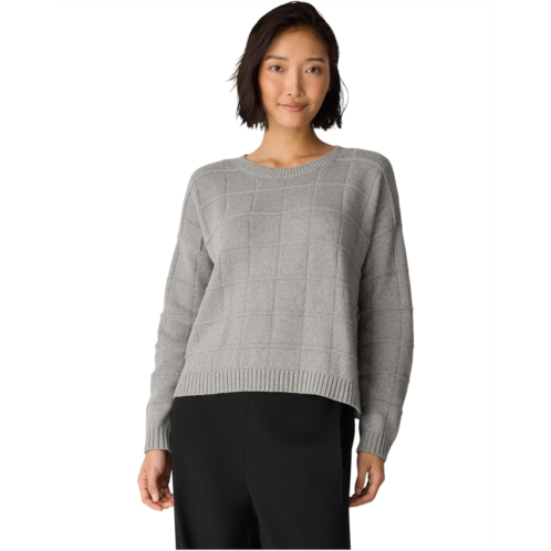 Eileen Fisher Cotton And Recycled Cashmere Crew Neck Sweater