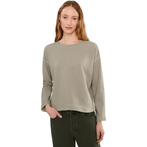 Eileen Fisher Doubleknit Organic Cotton Stripe Round Neck Reversible Top