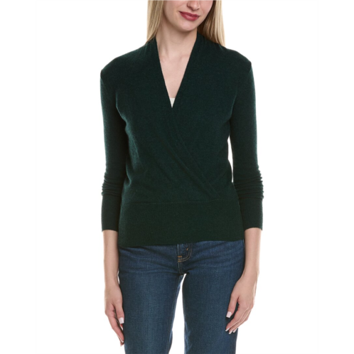 Sofiacashmere modern faux wrap wool & cashmere-blend sweater