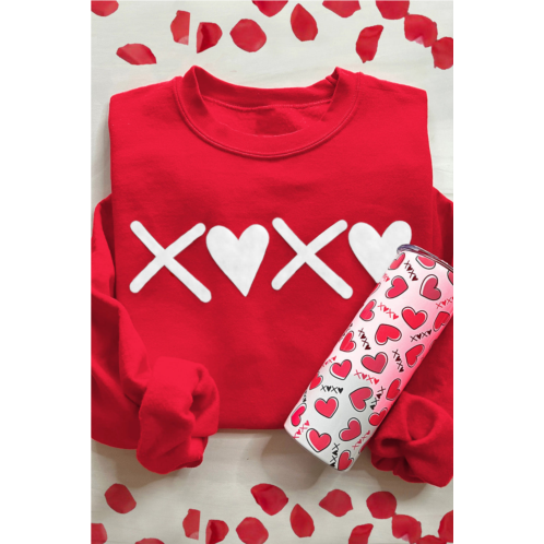 TRUEDAMES red puff xoxo print valentines heart sweatshirt