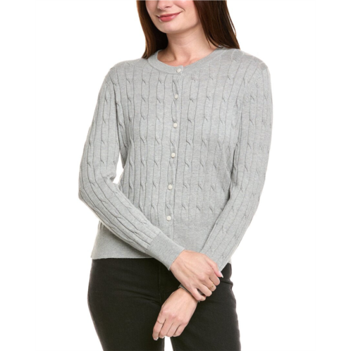 Hannah Rose classic cable full button cashmere-blend cardigan
