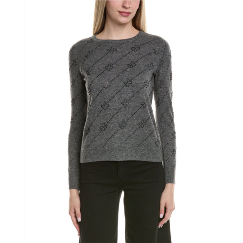 Sofiacashmere heatset diagonal floral wool & cashmere-blend sweater