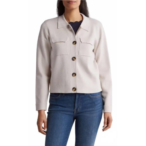 T Tahari around the town classic button up cardigan in tranquil taupe