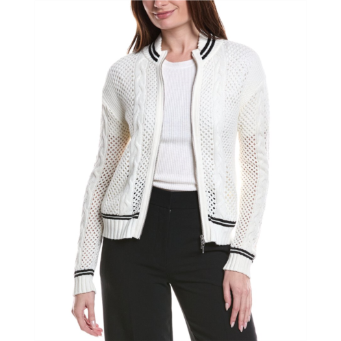 WISPR open cable silk-blend bomber sweater