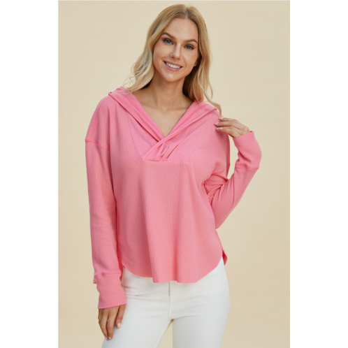 TRUEDAMES full size high-low dropped shoulder long sleeve hoodie