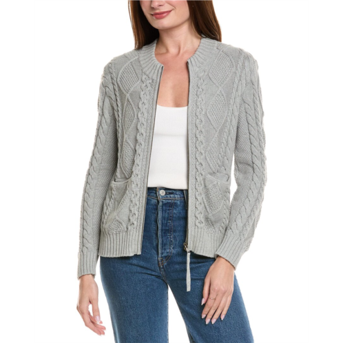 Hannah Rose cable full zip cashmere-blend cardigan
