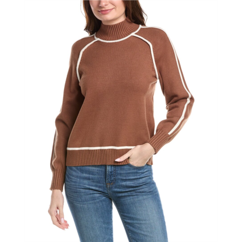 T Tahari mock neck contrast pullover
