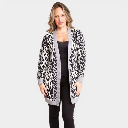 TRUEDAMES leopard pattern pocket cardigan