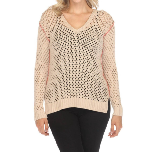 Johnny Was theresa crochet sweater top in cream