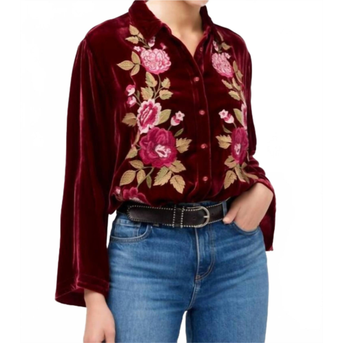 Johnny Was mehdi kimono sleeve shirt in cran-ruby red