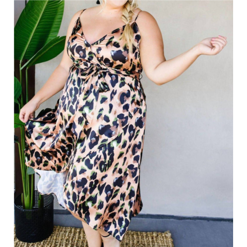 DAVI & DANI wild muse wrap dress in brown leopard