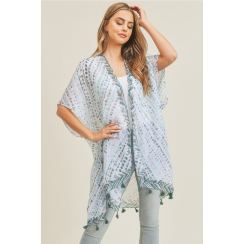 TRUEDAMES multi dash pattern tassel kimono