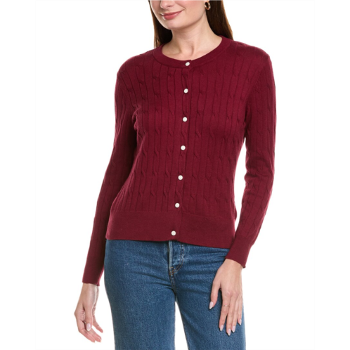Hannah Rose classic cable full button cashmere-blend cardigan