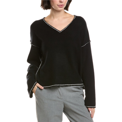 Vince Camuto v-neck contrast crochet sweater