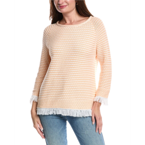 Forte Cashmere textured fringe pullover