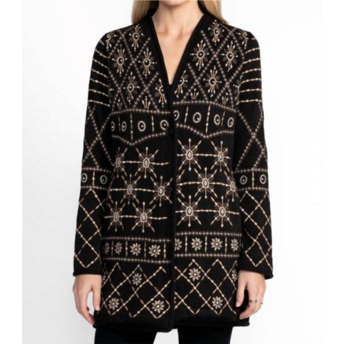 Johnny Was biya rhodes pearl midi cardigan in b57924-o:blk