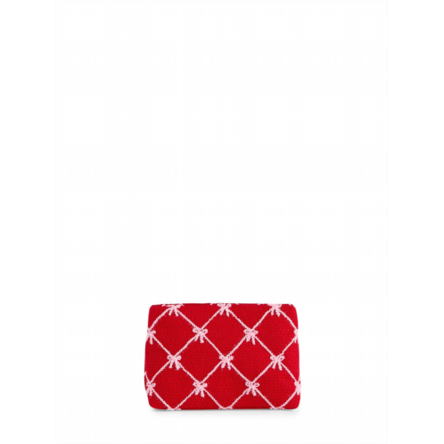 Shiraleah tinsel bow zip pouch in red