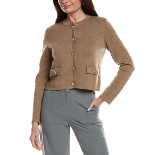 Bruno Magli merino wool cropped crewneck jacket