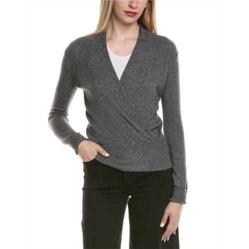 Sofiacashmere modern faux wrap wool & cashmere-blend sweater