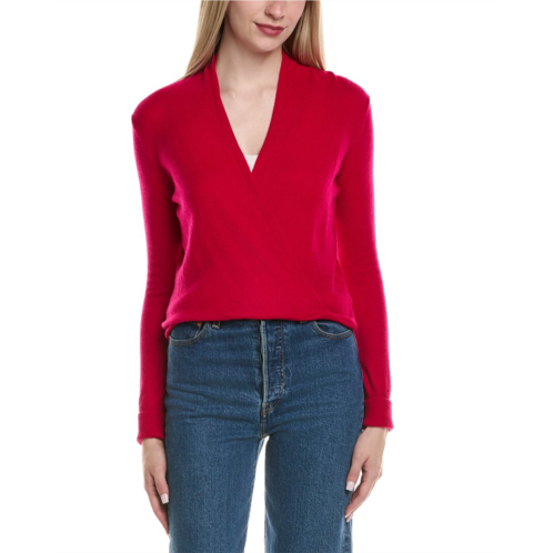 Sofiacashmere modern faux wrap wool & cashmere-blend sweater