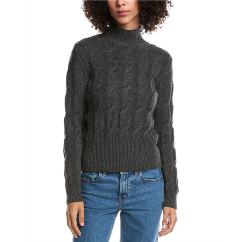 Forte Cashmere cable wool & cashmere-blend mock neck sweater