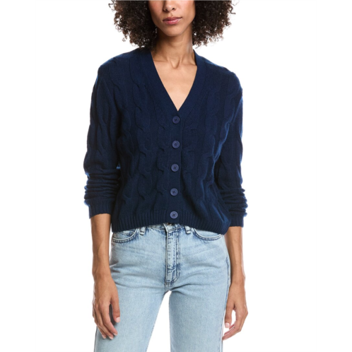 Forte Cashmere wool & cashmere-blend cable v-neck cardigan