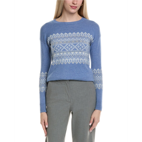 Sofiacashmere fairisle crewneck wool & cashmere-blend sweater