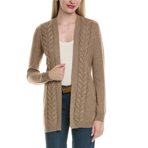 Sofiacashmere braided cable wool & cashmere-blend cardigan