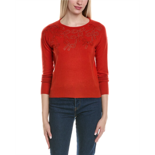 Sofiacashmere bow embellishment wool & cashmere-blend sweater