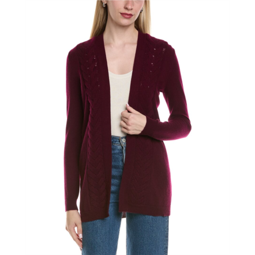 Sofiacashmere braided cable wool & cashmere-blend cardigan