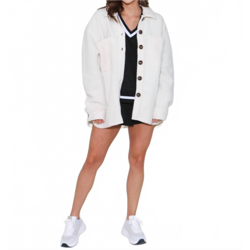 Shiraleah get loud sherpa shacket in white