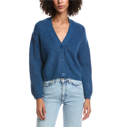 Forte Cashmere wool & cashmere-blend short rib v-neck button cardigan