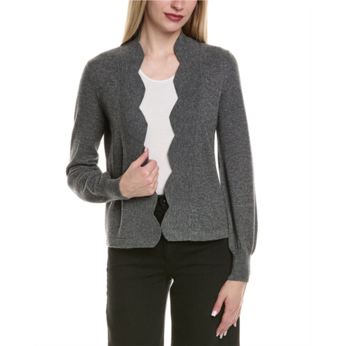 Sofiacashmere scallop edge cropped wool & cashmere-blend cardigan