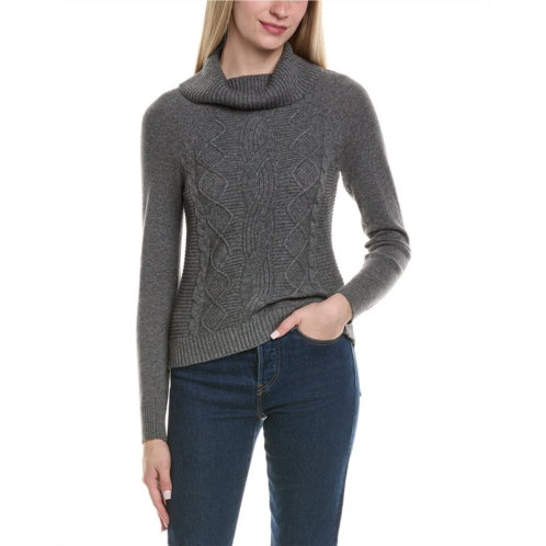 Sofiacashmere cable rib texture cowl neck wool & cashmere-blend sweater